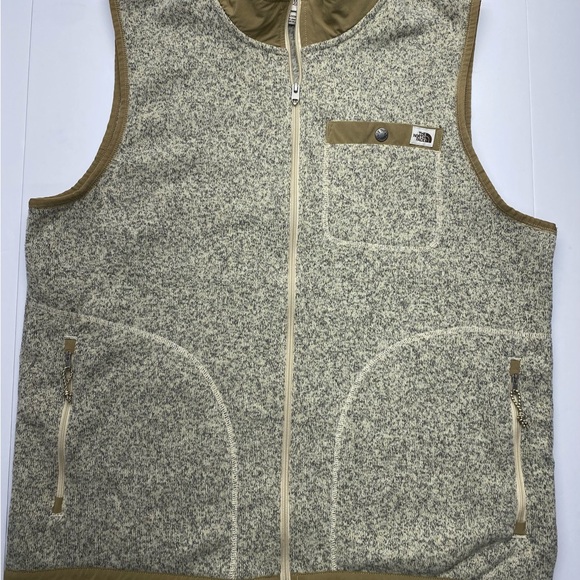 The North Face Men’s XL Gray and Tan Full Zip Vest Pockets Casual Hiking - Picture 1 of 12